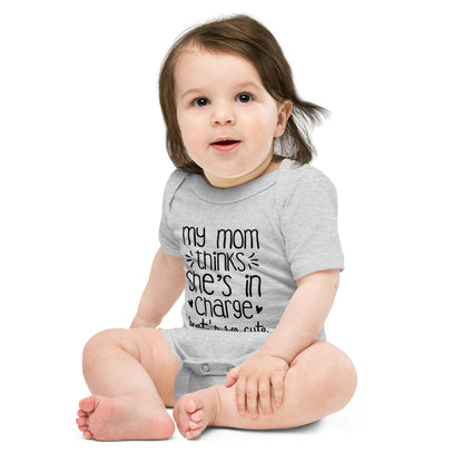 Unisex Baby short sleeve one piece-My Mom Thinks She's In Charge- Baby Announcement-Baby Clothing-Gender Reveal