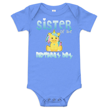 Baby suit-Baby short sleeve one piece-Sister of The Birthday Boy-Baby Announcement-Gender Reveal