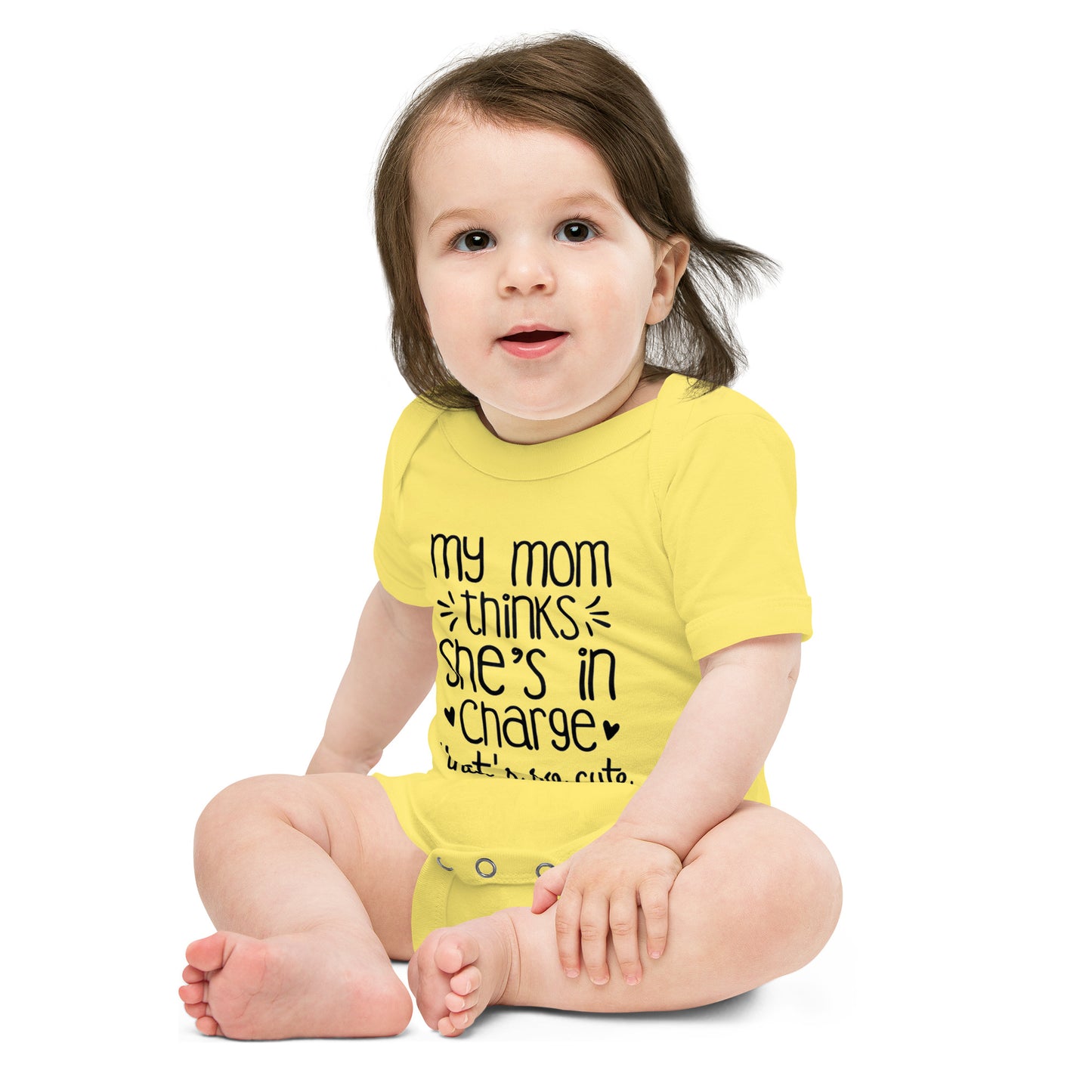 Unisex Baby short sleeve one piece-My Mom Thinks She's In Charge- Baby Announcement-Baby Clothing-Gender Reveal