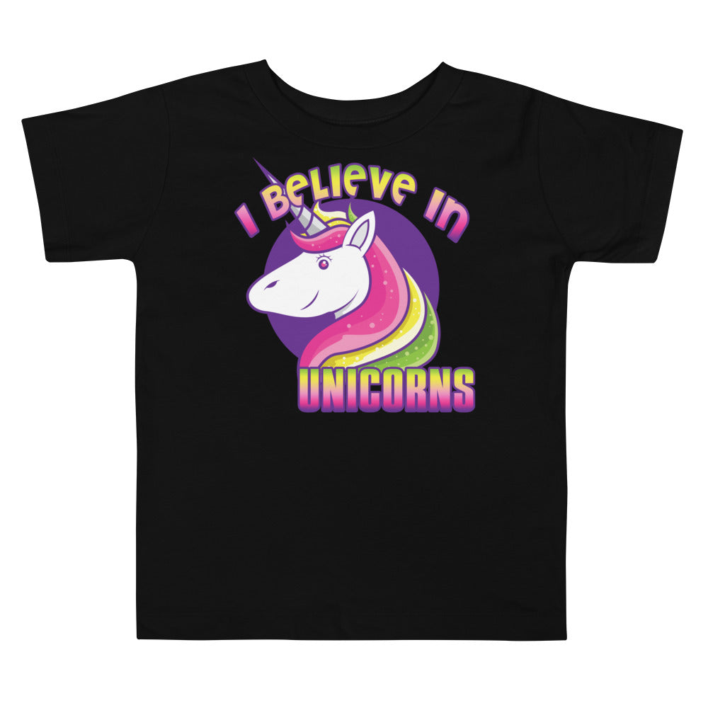 Unisex Toddler Shirt- short-sleeve jersey-I Believe In Unicorns-Baby Announcement-Gender Reveal