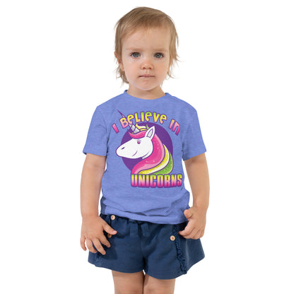 Unisex Toddler Shirt- short-sleeve jersey-I Believe In Unicorns-Baby Announcement-Gender Reveal