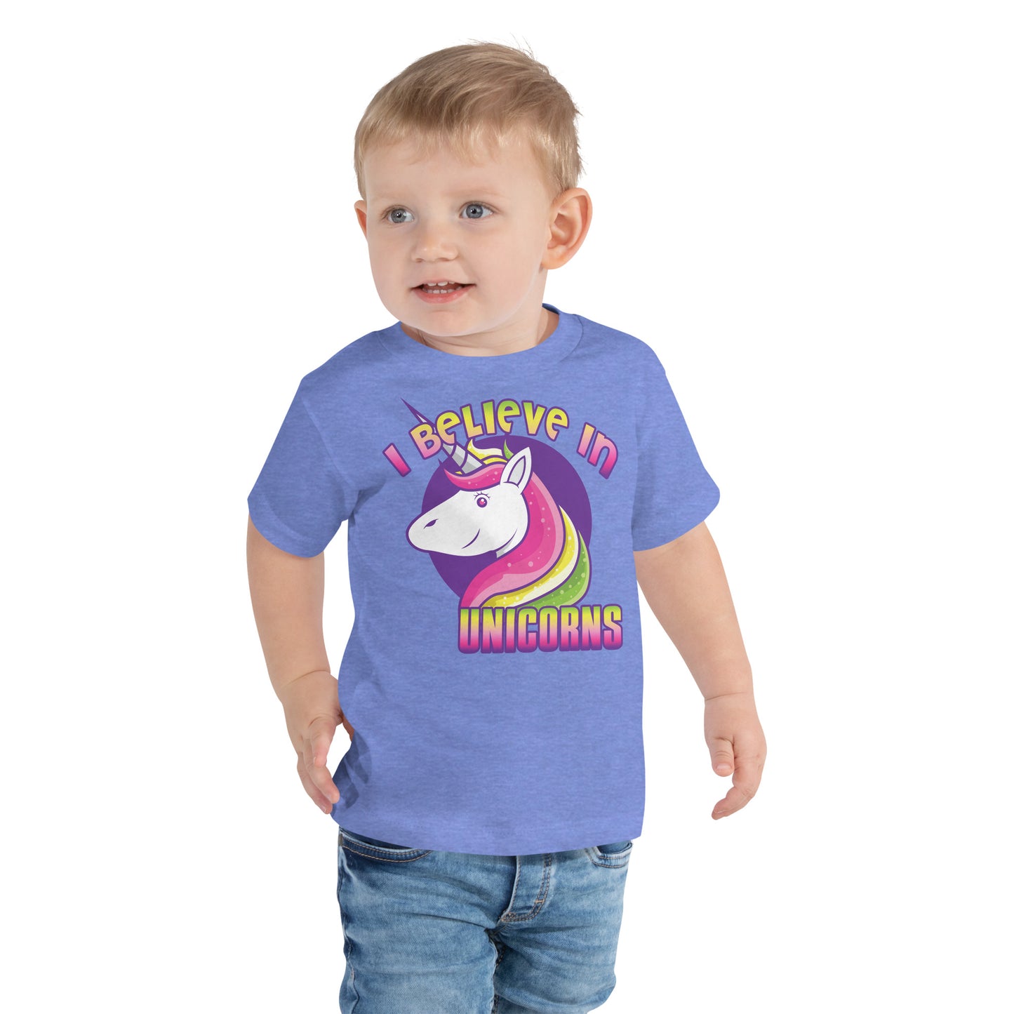 Unisex Toddler Shirt- short-sleeve jersey-I Believe In Unicorns-Baby Announcement-Gender Reveal