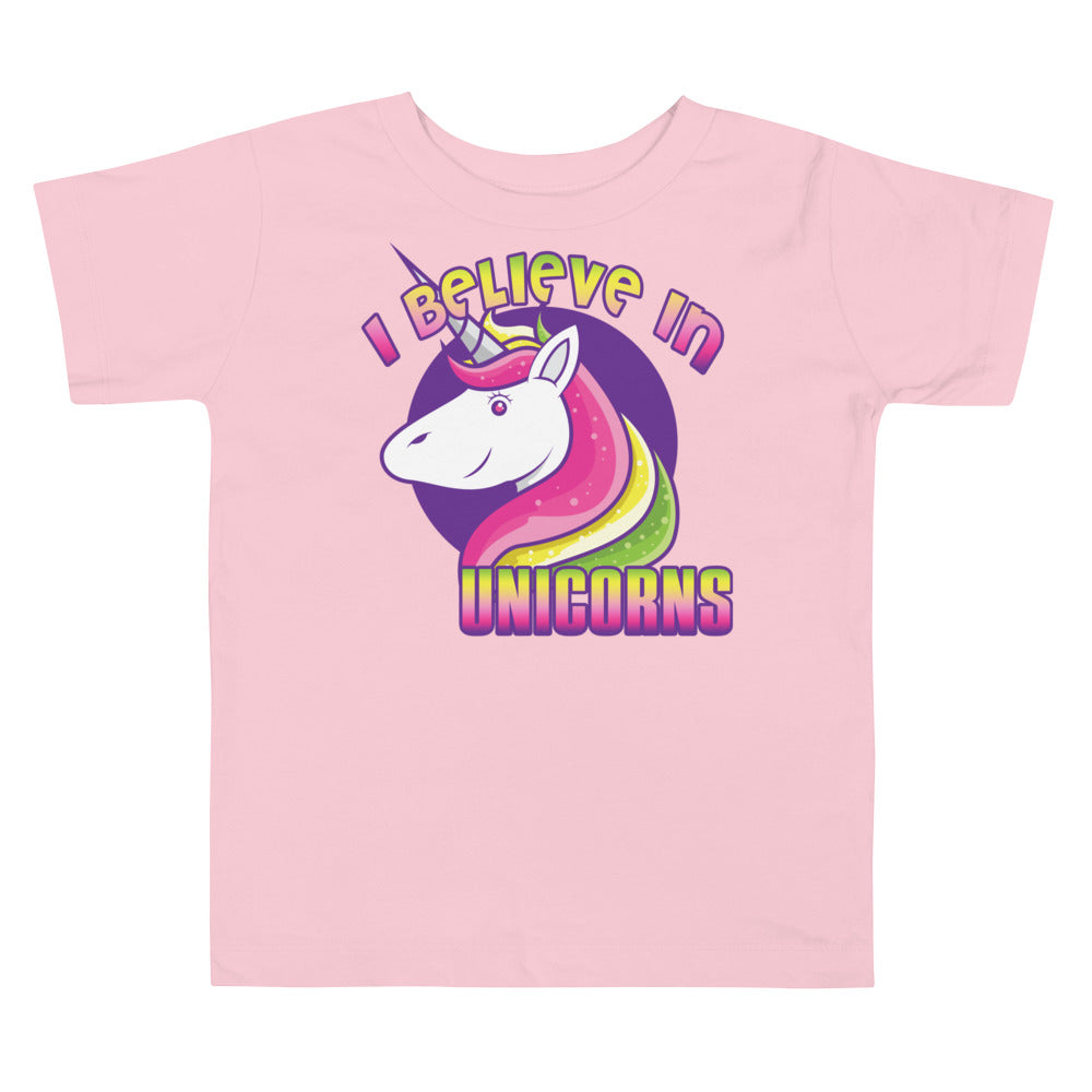 Unisex Toddler Shirt- short-sleeve jersey-I Believe In Unicorns-Baby Announcement-Gender Reveal