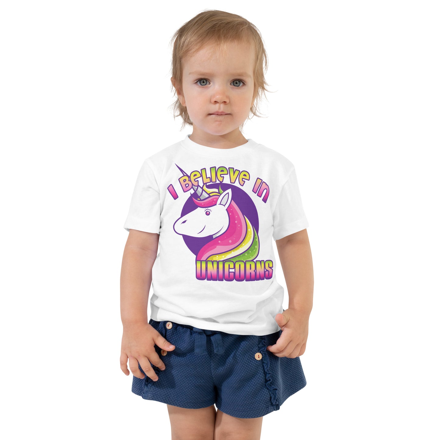 Unisex Toddler Shirt- short-sleeve jersey-I Believe In Unicorns-Baby Announcement-Gender Reveal