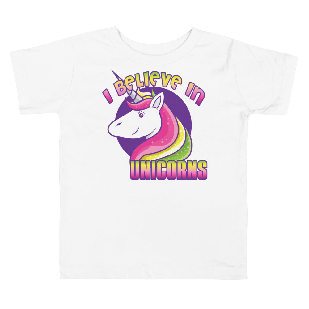 Unisex Toddler Shirt- short-sleeve jersey-I Believe In Unicorns-Baby Announcement-Gender Reveal