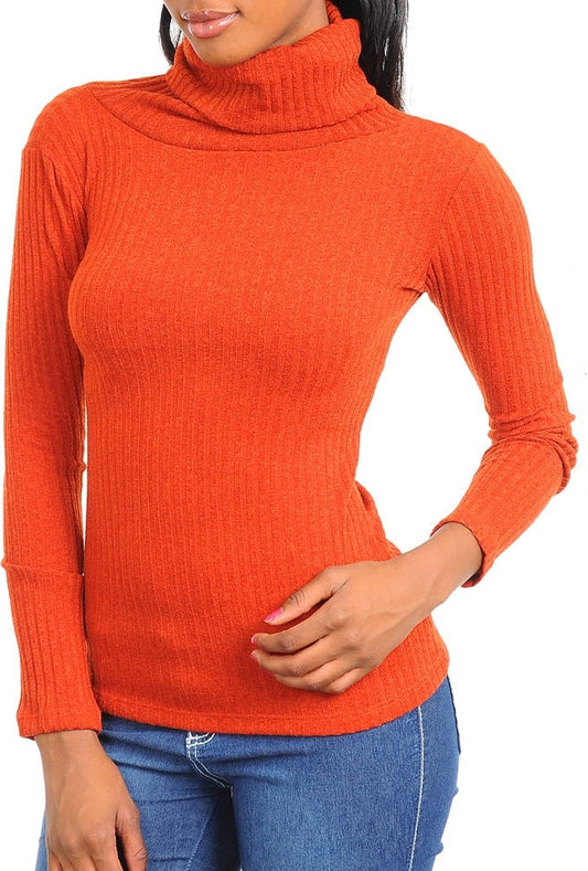 Brick Long Sleeve Turtle Neck Top - Comfort Styles