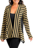 Long Sleeves Gold and Black Cardigan (Plus Size)