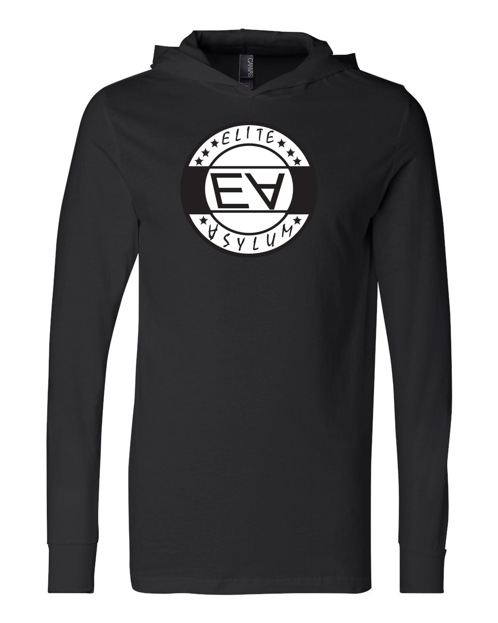 Unisex Black Elite Asylum Long Sleeve Jersey Hooded Tee - Comfort Styles