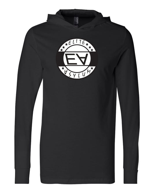 Unisex Black Elite Asylum Long Sleeve Jersey Hooded Tee - Comfort Styles