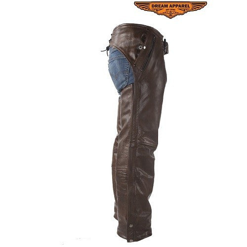 Brown Leather Chaps With Removable Liner - Comfort Styles