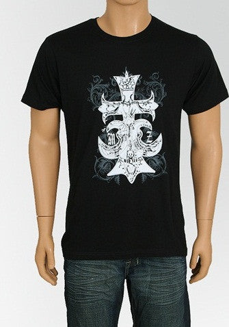 Men's Black Cross Design T-Shirt - Comfort Styles