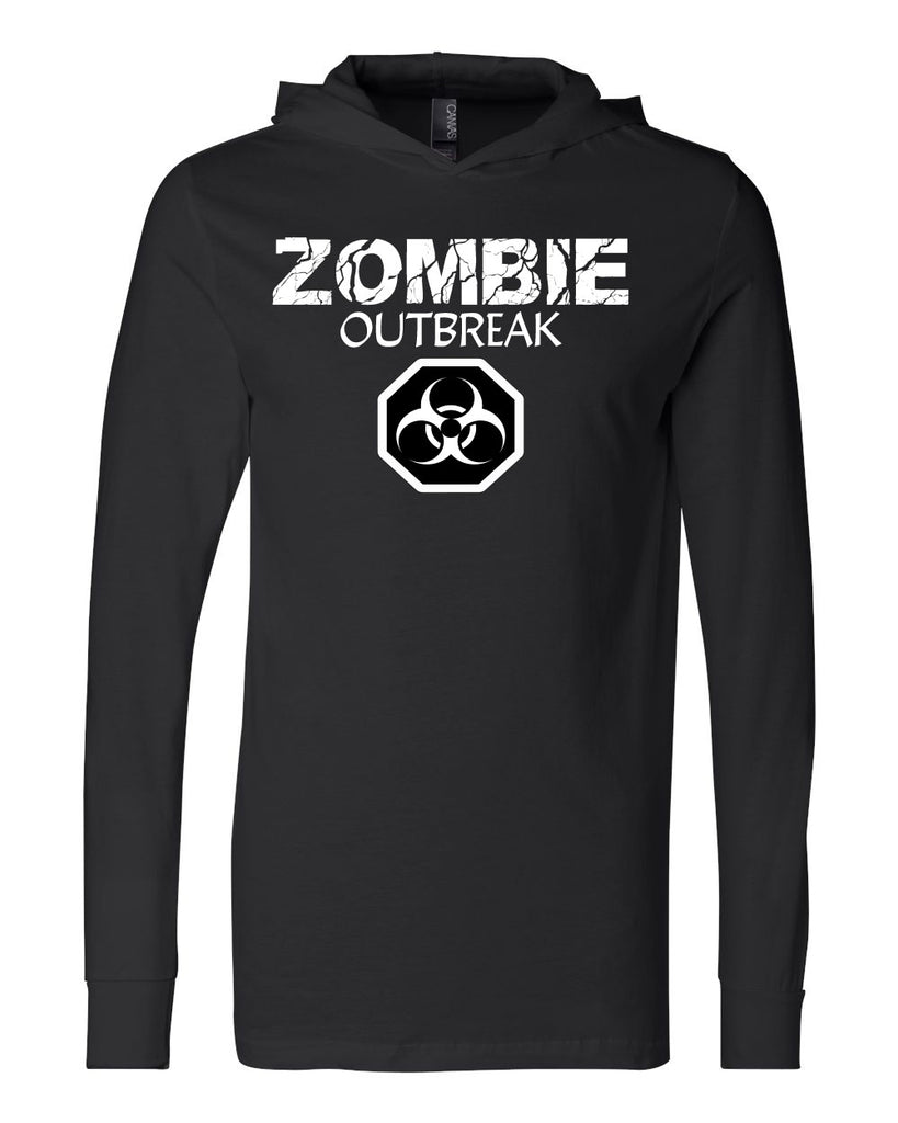 Unisex Long Sleeve Jersey Hooded Zombie Outbreak T-Shirts - Comfort Styles
