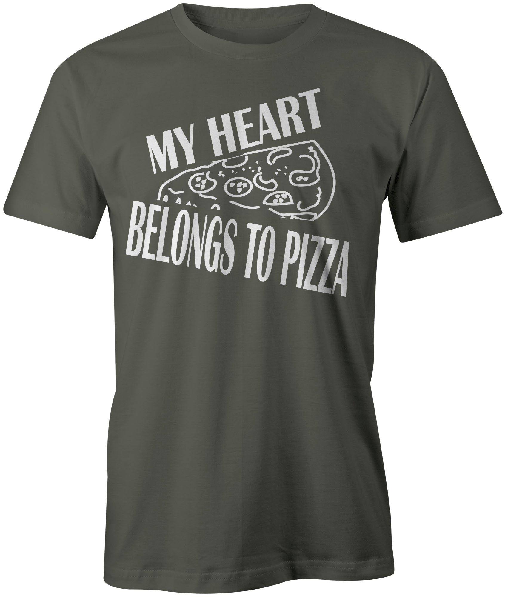 Men's My Heart Belongs To Pizza T-Shirts - Comfort Styles