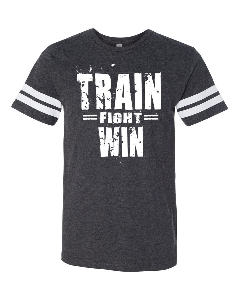 Men's TRAIN FIGHT WIN Adult Football Short Sleeve Crew Neck Fine Jersey Tee - T-Shirts - Comfort Styles