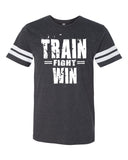 Men's TRAIN FIGHT WIN Adult Football Short Sleeve Crew Neck Fine Jersey Tee - T-Shirts